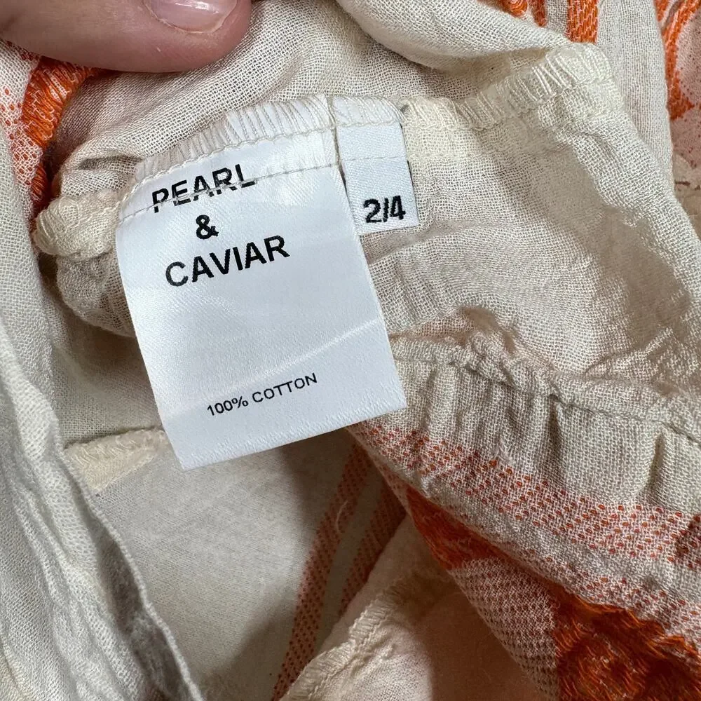 Pearl and Caviar Baby Girl Size 2/4 Apricot Zakar Romper Orange Tassel